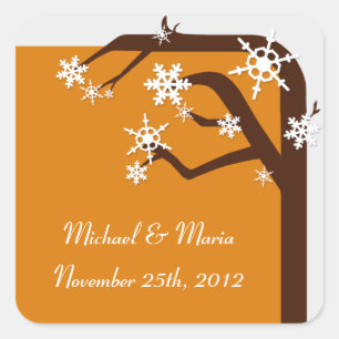 Winter Tree Snowflake Envelope Seals / Stickers