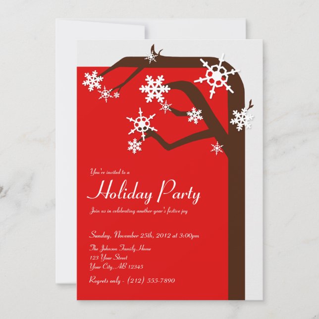 Winter Tree Snowflake - Holiday Party Invitations (Front)