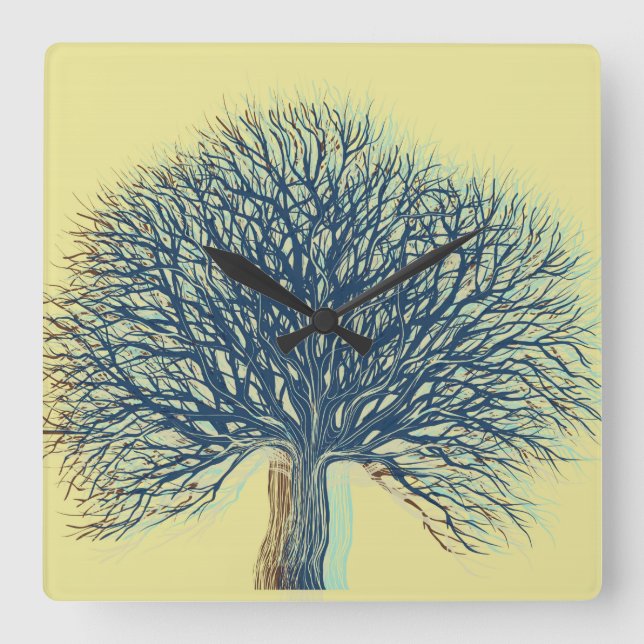 Winter Tree Square Wall Clock (Front)