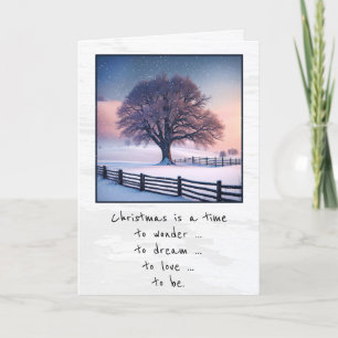 Winter Tree With Fence For Christmas Holiday Card