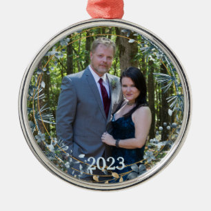 Winter Trees and Plants Photo Year Metal Ornament