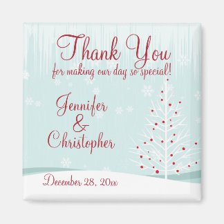 Winter Trees and Snowflakes Wedding Thank You Magnet