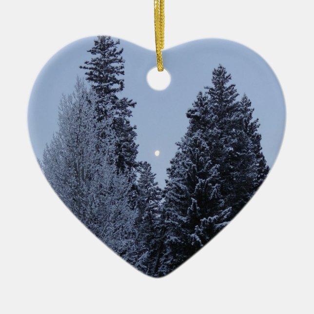 Winter Trees at Dawn Montana Landscape Ceramic Tree Decoration (Front)
