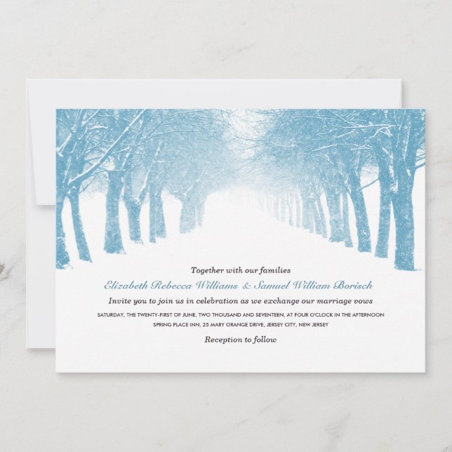 Winter Trees Avenue Horizontal Wedding Invite (Front)