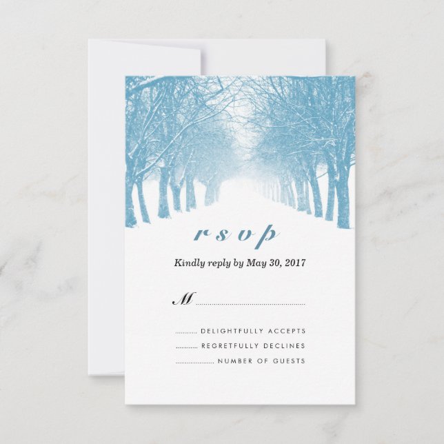 Winter Trees Avenue Wedding RSVP Card (Front)