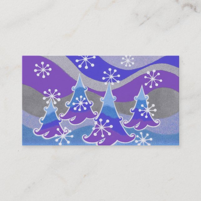 Winter Trees Blue business card blue (Front)
