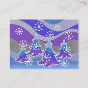 Winter Trees Blue business card chubby blue