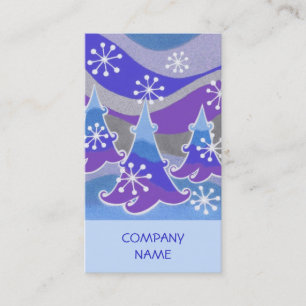 Winter Trees Blue business card vertical blue