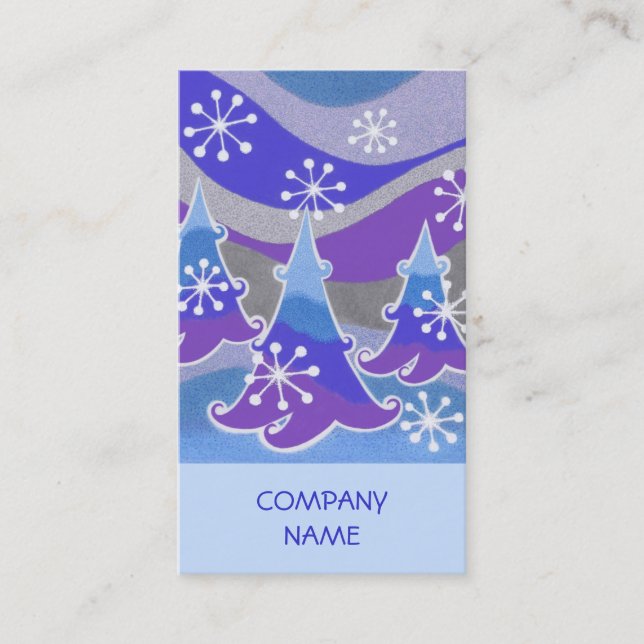 Winter Trees Blue business card vertical blue (Front)