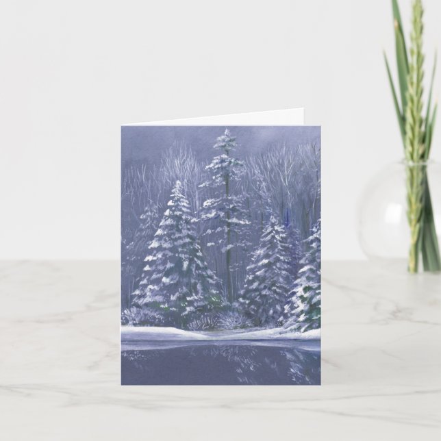 "Winter trees" Christmas fine art seasonal card (Front)
