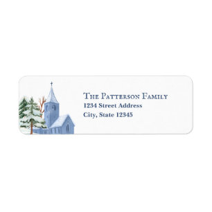 Winter Trees Church Holiday Return Address Label