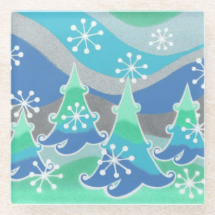 Winter Trees coaster glass
