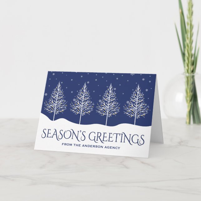 Winter Trees Corporate Business Holiday Greetings Card (Front)