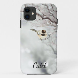 Winter Trees Cute Chickadee Bird Customise iPhone 11 Case