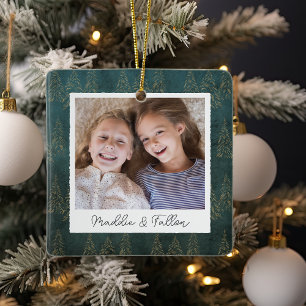Winter Trees Double Sided Personalised Photo Ceramic Ornament