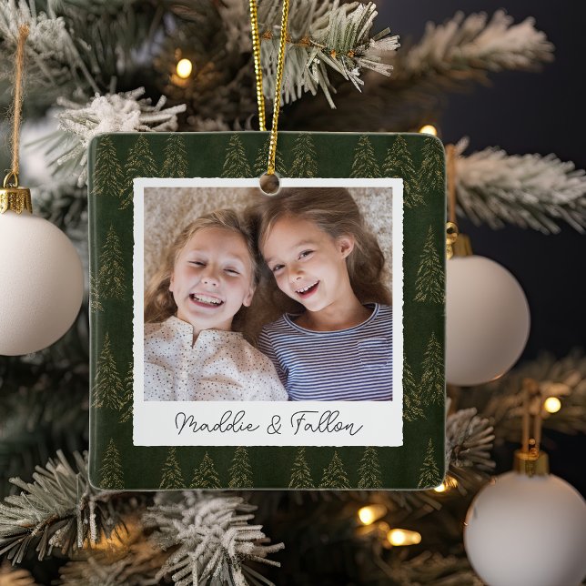 Winter Trees Double Sided Personalised Photo Ceramic Ornament (Creator Uploaded)