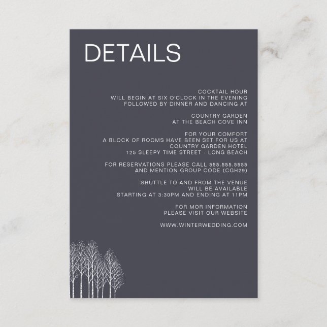 Winter Trees Enclosure Card (Front)