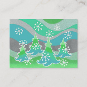 Winter Trees Green business card chubby green
