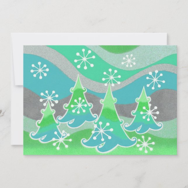 Winter Trees Green invitation (Front)