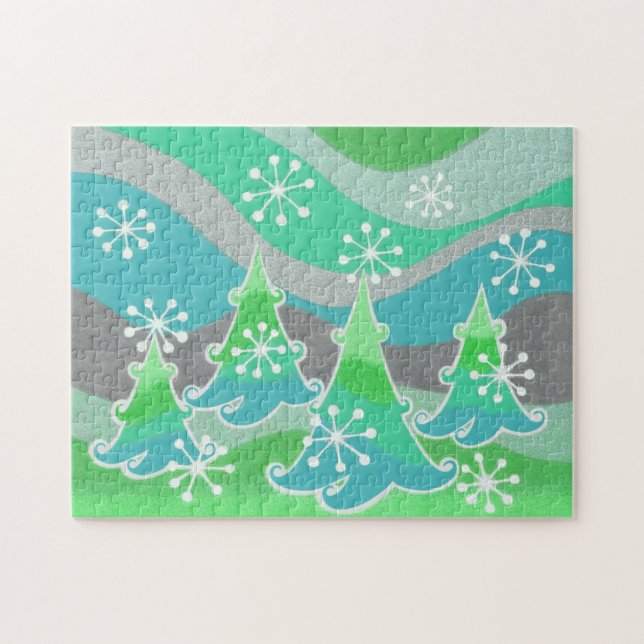 Winter Trees Green jigsaw puzzle (Horizontal)