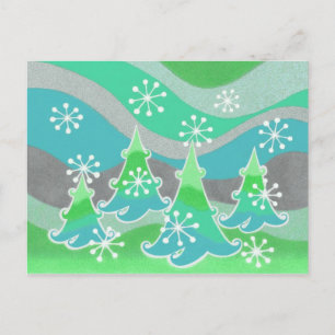 Winter Trees green postcard