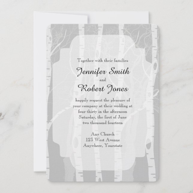 Winter Trees in Grey Wedding Invitation (Front)