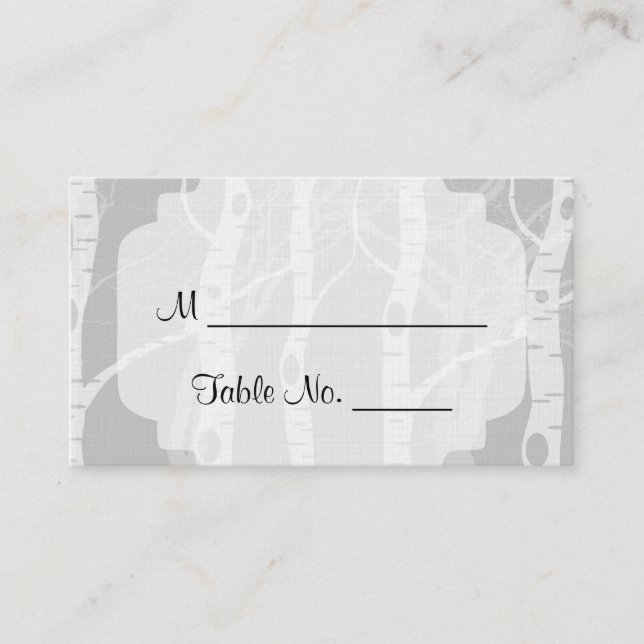 Winter Trees in Grey Wedding Place Cards (Front)