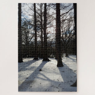 Winter trees in sunlight and snow jigsaw puzzle