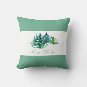 Winter trees Merry Christmas Cushion