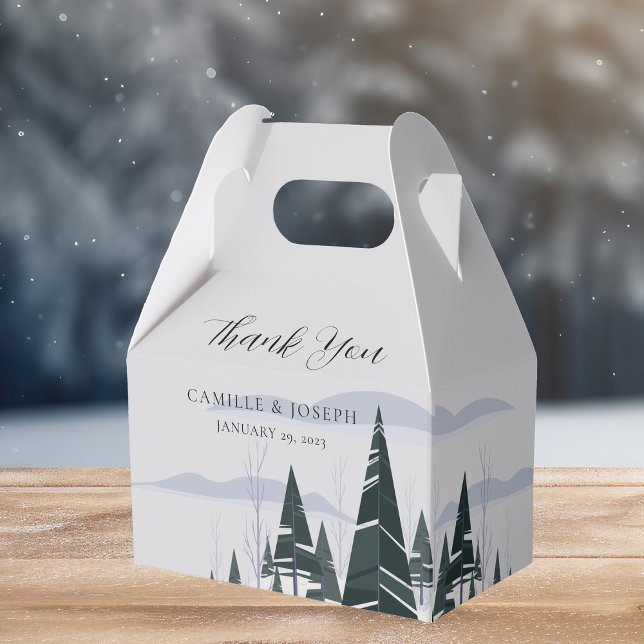 Winter Trees Modern Snow Forest Wedding Favour Box (Creator Uploaded)