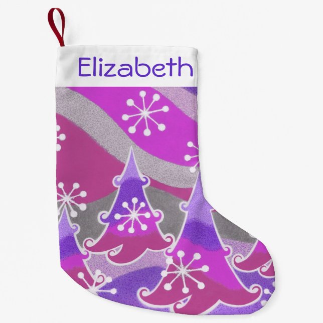 Winter Trees Purple Name stocking (Front)