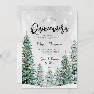 winter trees Quinceanera birthday invitation