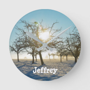 Winter Trees - - Round Clock