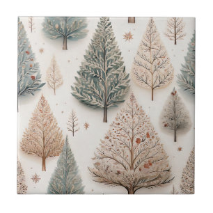 Winter Trees - Rustic Holiday Forest (1) Ceramic Tile