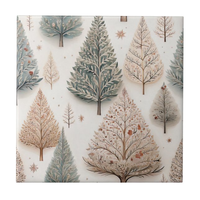 Winter Trees - Rustic Holiday Forest (1) Ceramic Tile (Front)