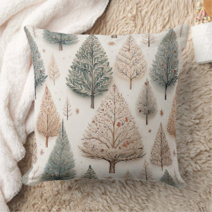 Winter Trees - Rustic Holiday Forest (1) Cushion