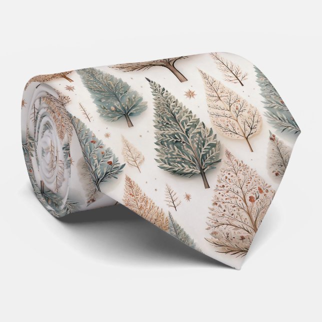 Winter Trees - Rustic Holiday Forest (1) Tie (Rolled)