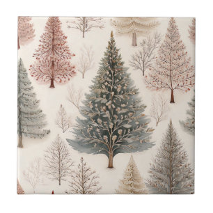 Winter Trees - Rustic Holiday Forest (2) Ceramic Tile