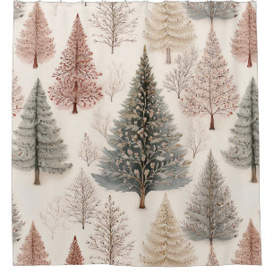 Winter Trees - Rustic Holiday Forest (2) Shower Curtain