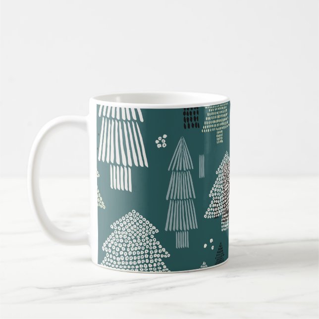 Winter trees, vintage Christmas pattern. Coffee Mug (Left)