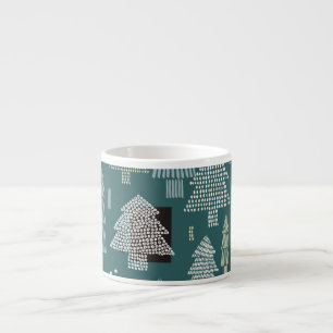 Winter trees, vintage Christmas pattern. Espresso Cup