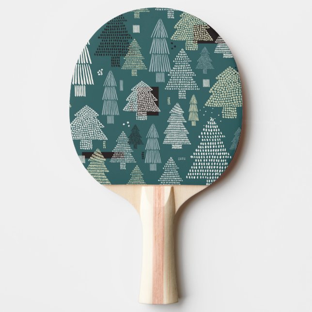 Winter trees, vintage Christmas pattern. Ping Pong Paddle (Front)