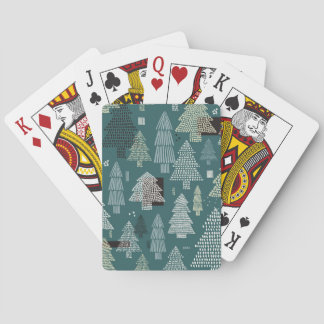 Winter trees, vintage Christmas pattern. Playing Cards