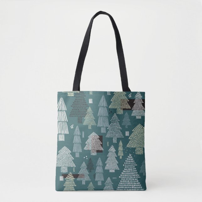 Winter trees, vintage Christmas pattern. Tote Bag (Front)