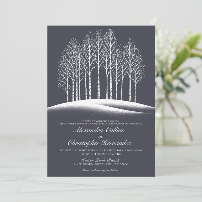 Winter Trees Wedding Invitation (Standing Front)