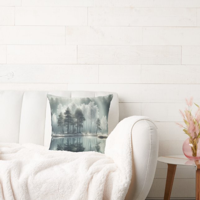 Winter Trees With Lake Reflection Cushion (Couch)