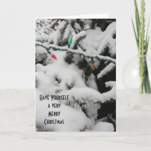 Winter Trees with Snow and Lights Holiday Card