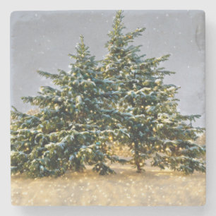 Winter Treescape Snow Holiday Nature Coaster
