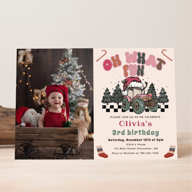 Winter Truck Christmas Birthday Party Photo Invitation (Creator Uploaded)