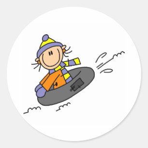 Winter Tubing Classic Round Sticker